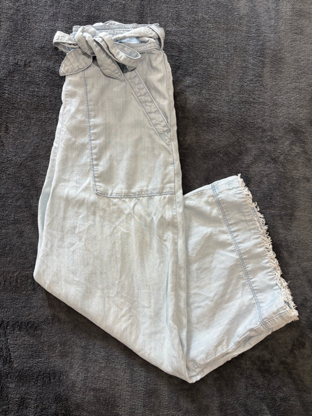 Cloth & Stone Anthropologie Wide Leg Pants Size XS Raw Hem Boho Cropped Casual